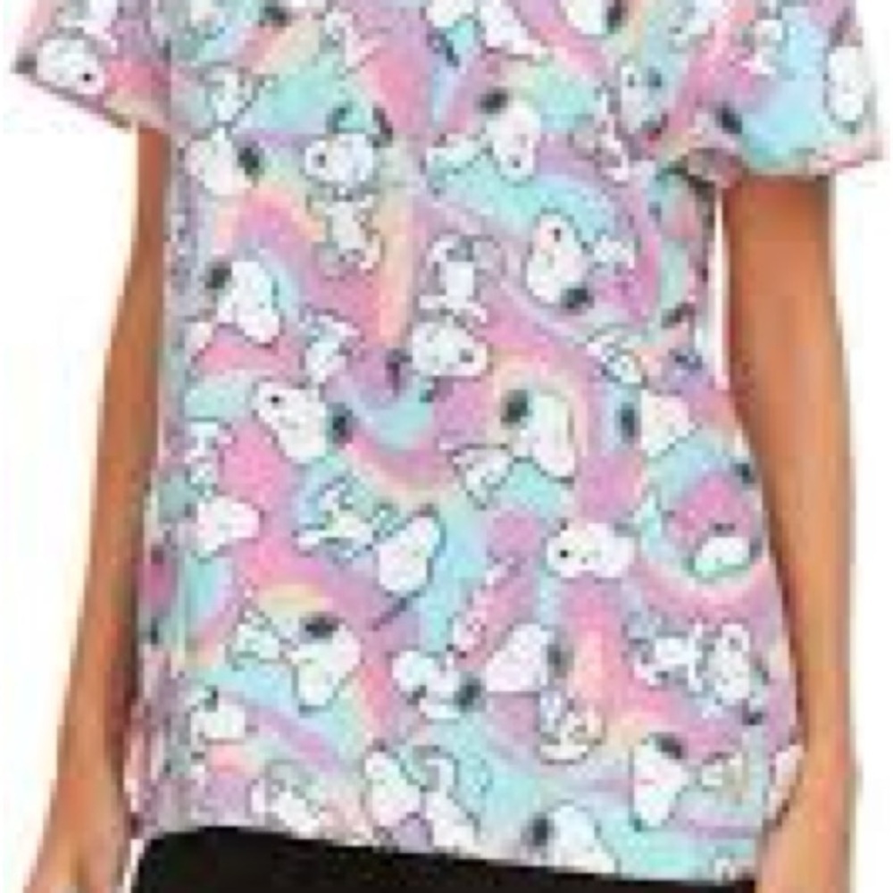 Nickelodeon | Peanuts Snoopy Cartoon Graphic Scrub Top In Blue Purple Size M NEW - Picture 2 of 6